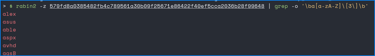 Grep output